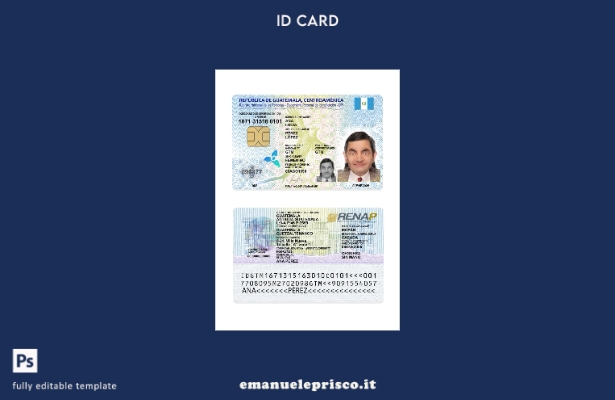modello presente della carta d'identità del Guatemala in stile verificato 1